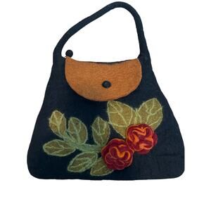 Rising Tide Felted Flower Wool 100% Wool Shoulder Purse Handbag Funky